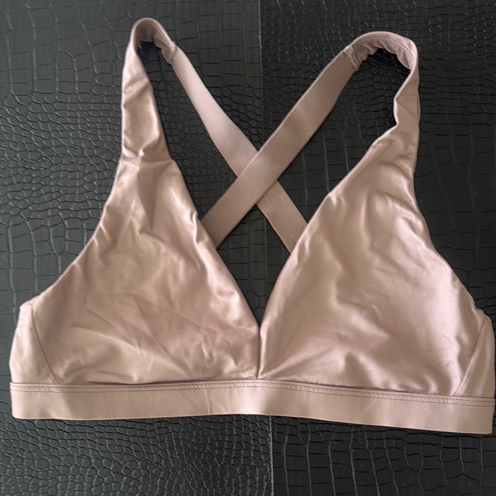 Victoria's Secret Tan Wireless Bra with Cross-Back Straps